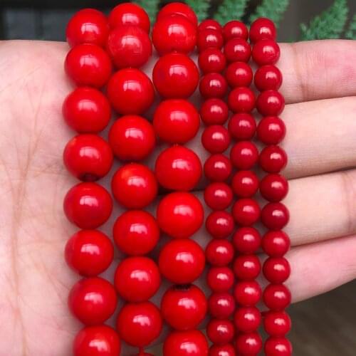 AA High Quality Natural Stone Red Coral Beads Round Loose Beads 4mm 6mm 8mm 9mm For Jewelry Making Necklace DIY Bracelet
