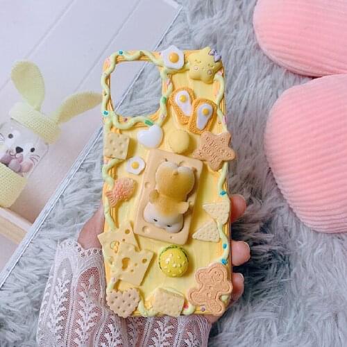 Handmade For iPhone 12/11 pro max case 3D Caroon iP 7/8plus Kawaii phone shell iP12 Mini DIY creamy customized cover XS XR SE 20