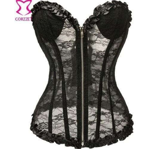 Black Floral Lace Corset Underbust Sexy Lingerie Corsets And Bustiers Top Burlesque Gothic Plus Size Korsett For Women Costume