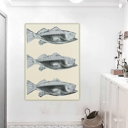 Citon Andy Warhol《Fish》Pop Art Canvas Oil Painting Art Poster Decorative Print Picture Wall Decor Home Living Room Decoration