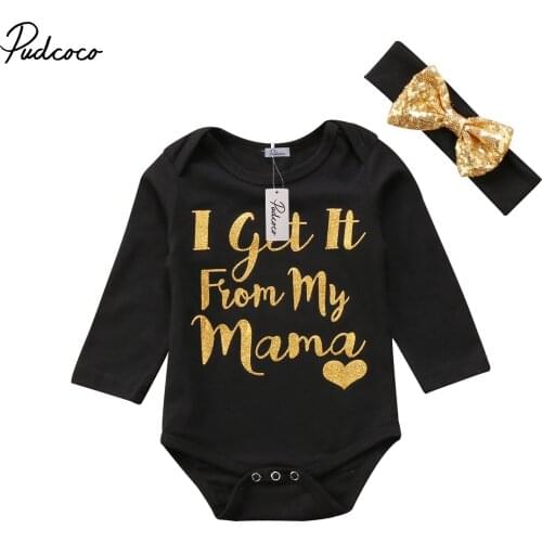 2020 Baby Spring Autumn Clothing Newborn Infant Baby Girls Bodysuit Long Sleeve Letter Jumpsuit Sequins Outfits Clothes Set
