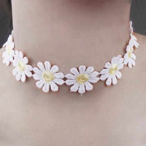 Fancy Daisy Lace Necklaces for Women Aesthetic Choker Female Charm Bracelet Travel Fashion Jewelry Accessories collier femme