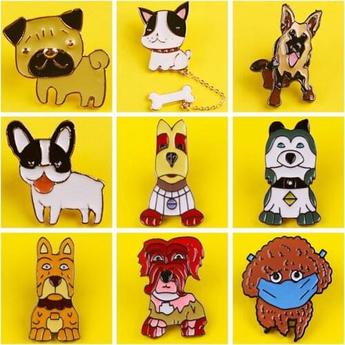 Enamel Pin Dog Animal Pattern Metal Badges Pins and Brooches for Women Men Lapel pin Creative Gift backpack bags badge jacket