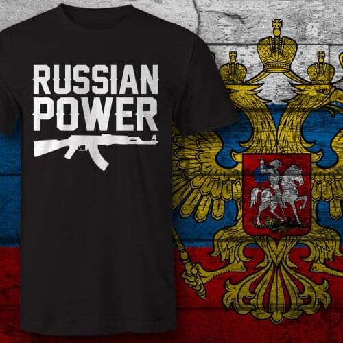 HERREN T-SHIRT DRUCK RUSSIAN POWER AK 47 KALASCHNIKOW Russia Putin moscow CCCP