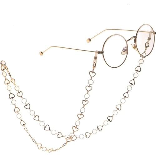 JGL0040 2020 design fashion gold copper heart shape glasses chain Charm Sunglasses Lanyard Strap Necklace Handmade jewelry