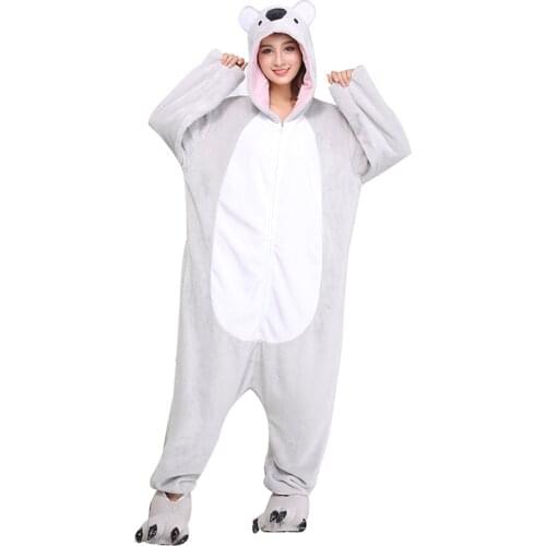 Koala Kigurumi Animal Pajamas Zippers Men Onesies For Adults Cartoon One-Piece Pijamas Women Birthday Cosplay Costume Sleepwear