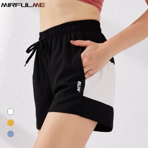 Summer Women Shorts Sport Running Shorts Rope Drawing Gym Short Woman Fitness Yoga Shorts Hit Color Beach Short Quick Dry Bottom