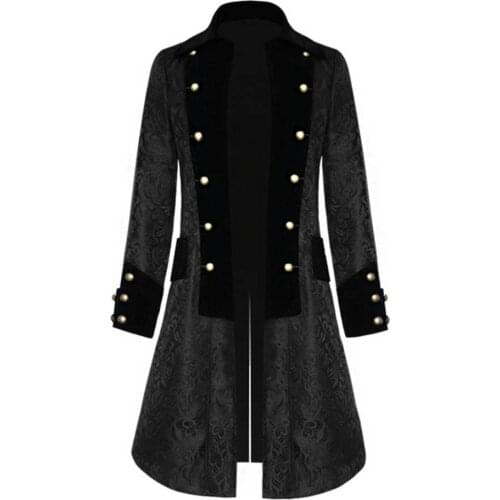 Fashion Mens Tailcoats Button Steampunk Vintage Jacket Gothic Frock Uniform Coat Tailcoat Casual high quality Mens Blouse 2020