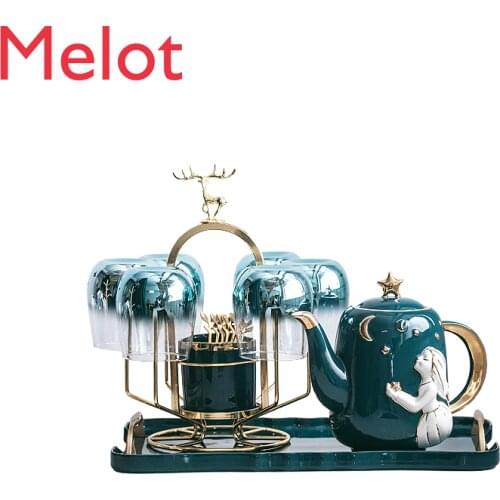 Nordic Tea Making Set Flower Tea Set Teacup Teapot Household Light Luxury Water Cup Ceramic Glass Water Cup Living Room Gift