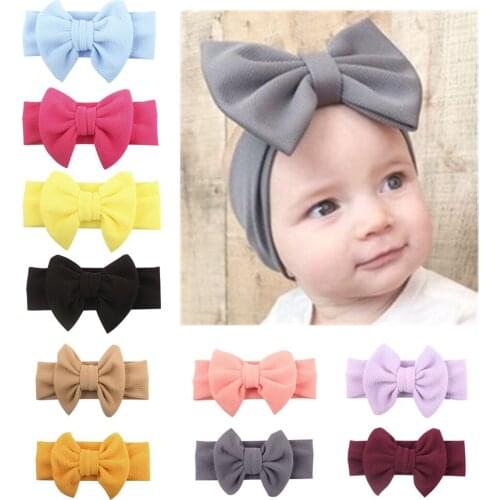 New Arrival Turban Popular Big Hair Bow Headband For Girls Headwrap Textured Fabric Elastic Kids DIY Hair Accessories