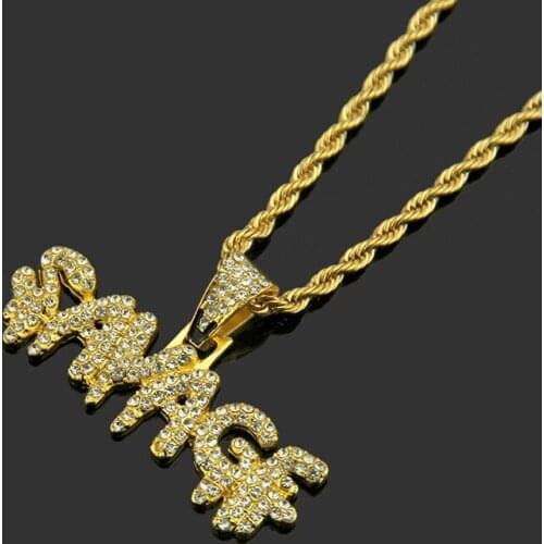 Hip Hop Necklace Brass Chains Micro Pave Cubic Zircon SAVAGE Pendant Necklace Charm For Men Gifts