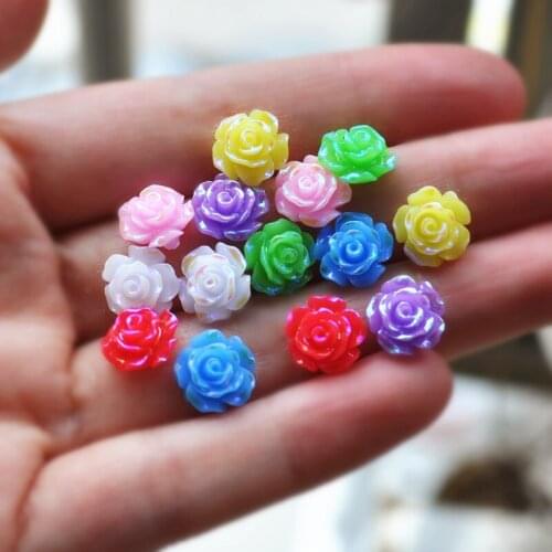 Fit Phone Embellishment For Diy Jewelry 11mm 100pcs/Lot AB Color Flat Back Resins Cabochon Scrapbook, 3D Resin Rose Flower