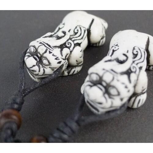 Tigar Man pendants limitation Yak Bone Material Bone Art Necklace Pendant Vintage Mens adjustable Rope Necklaces #GZ332