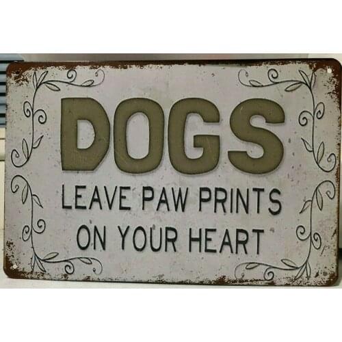 Dogs Paw Prints Rustic Retro Tin Sign For Street Family Cafe Bar Door Wall Decorator Metal Tin Sign