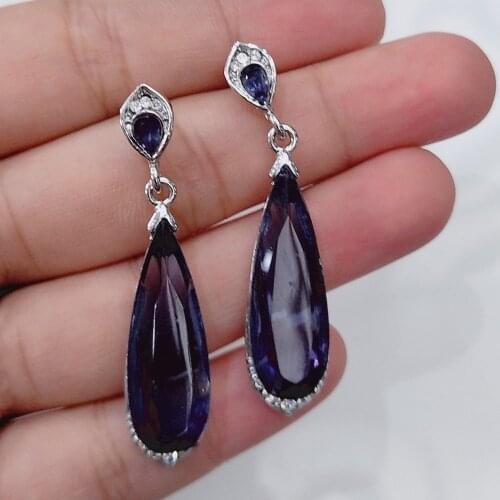 Creative Retro Blue Crystal Drop Earring Classic Vintage Lady Dangle Earrings Fashion Jewelry for Women Party Best Gift