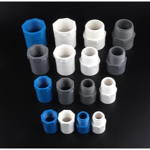 3pcs 1/2",3/4",1",1.2" PVC Thread Connectors 20/25/32/40mm Water Pipe PVC Joints Home Garden Irrigation PVC Fittings