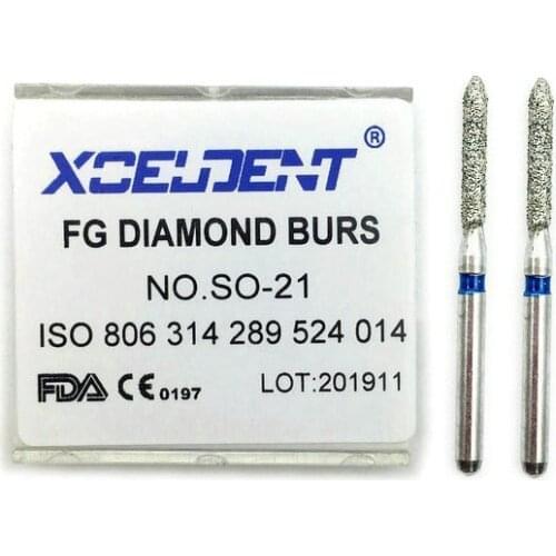 10pcs/box SO-21 Dental Diamond Burs Drill Dentistry Burs Dia-burs for High Speed Handpiece Handle Diameter 1.6mm Dentist Tools
