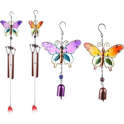 Butterfly Wind Chimes Metal Crafts Glass Painted Ornaments Creative Home Bells Wind Chimes Pipe Pendants