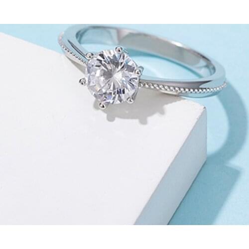 Vintage 925 silver ring Round beads style Moissanite ring Engagement Anniversary Ring 1ct round excellent cut