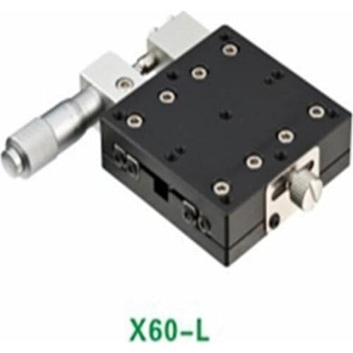 X Axis 60X60mm Platform Precision Bearing Linear Stage Left Micrometer