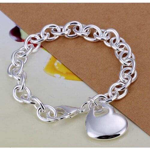 Factory price Charms love women lady valentine gift Silver color Jewelry High quality Bracelets chain wedding gifts ,H273
