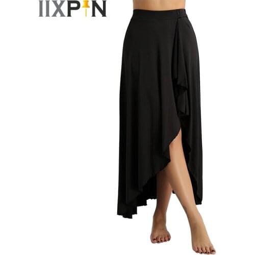 Women Asymmetric Dance Gymnastics Ballet Skirt Ballroom Dance Costume Adult Stage Performance Dancewear Lyrical Dance Skirt