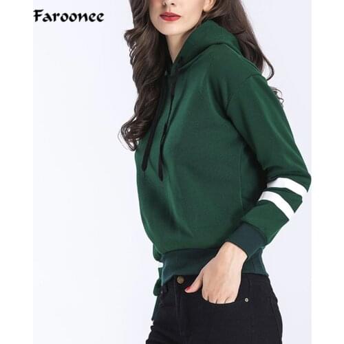 Faroonee Elegant Autumn Hooeded Sweatshirt Women 2 Bars Long Sleeve Pullover Streetwear Hoodies Fashion Tracksuit Female Outwear