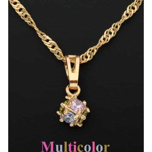 Colorful Zircon Pendant Gold Chain Necklaces Women Jewelry Girlfriend Gift Bijoux Femme Colar Feminino Collane Donna Kolye N0102