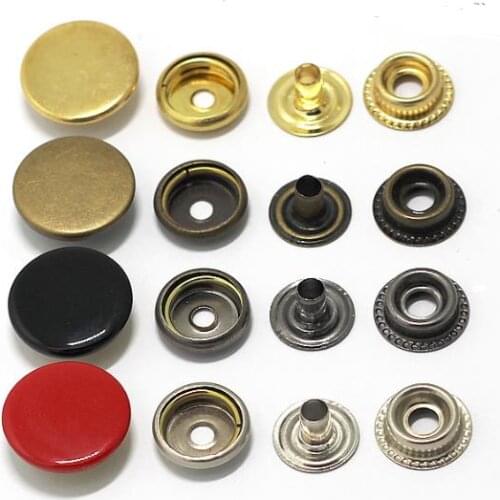 100sets 12/15/17/20mm Brass Metal Snap Button Fastener With 4 Piece DIY Fixing Press Stud Clothing Sewing Tool Golden 201 Button