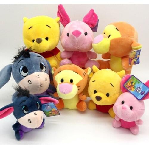 12-20cm Winnie the Pooh Bear Tiger Pig Anime Cute Cartoon Plush Dolls Toys Keychain Pendant Room decoration Kids Birthday Gift