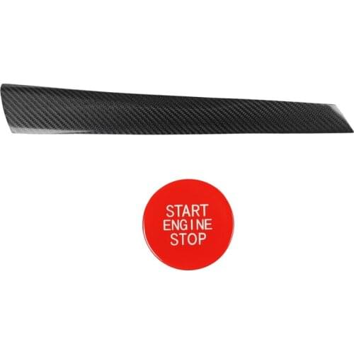 2pcs Car Carbon Fiber Dashboard Protection Panel Trim Cover Auto Engine Start Stop Button Switch Decor Cap for BMW 3 Series G20