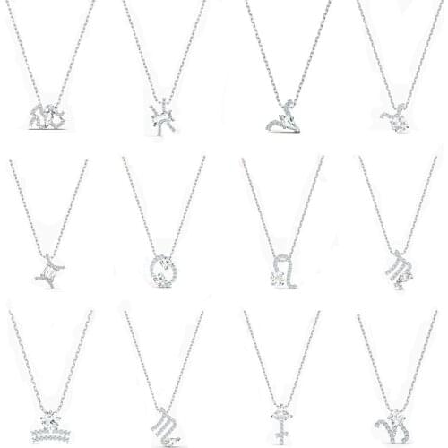2020 Fashion White Crystal Necklace With 12 Constellation And Platinum Symbols Trendy Gift Jewelry For Women Custom Products