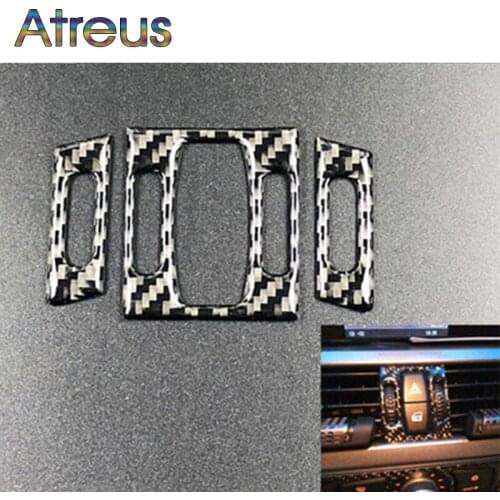 3PCS Carbon Fiber Interior Front air conditioner outlet Decorative Frame Cover Trim For bmw e60 2004-2010 5 series accessories