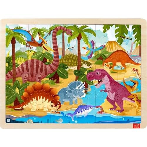 Toi Baby Early Educational Children Colorful Popular Cartoon 24 Pieces Classic Wooden Jigsaw Puzzle Toys More Than 3 Years Old
