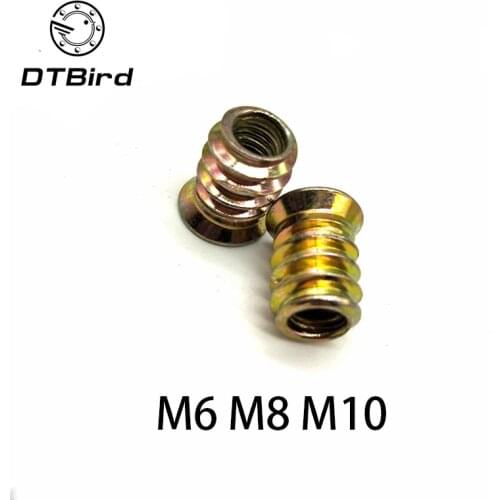 5/10pcs M6 M8 M10 carbon steel Thread For Wood Insert Nut Flanged Hex Drive Head Furniture Nuts