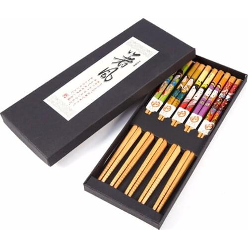 5 Pairs/Set Handmade Japanese Natural Bamboo Chopsticks Value Gift Sushi Chinese Food Dietary tools