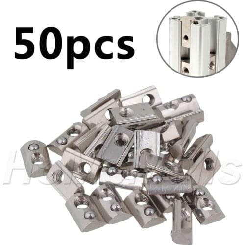 50pcs Steel Fasten Nuts Half Round Ball Elasticity Spring Nut For Aluminum Extrusion Profile 20S 30S 40S 45S M3 M4 M5 M6 M8