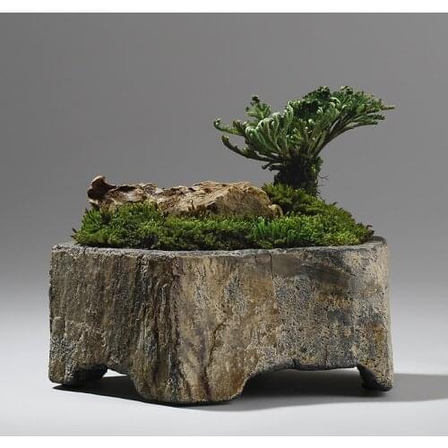Basalt FlowerPot Succulent Plant Nursery Planter Natral Stone Vase Decoration Home Table Craft Bonsai Garden Decor New Year Gift