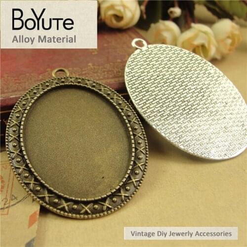 BoYuTe (20 Pieces/Lot) 40*30MM Cabochon Base Antique Bronze Silver Plated Metal Pendant Blank Diy Jewelry Components