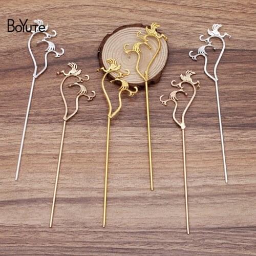 BoYuTe Wholesale (5 Pairs/Lot ) 47*63MM Metal Alloy Bird Hair Stick Vintage Diy Hand Made Hair Accessories for Women