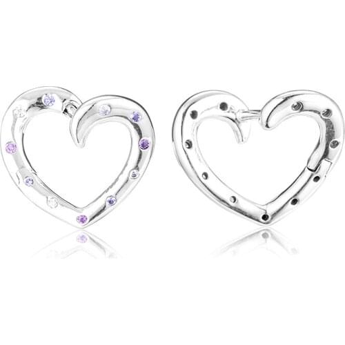 CKK 925 Sterling Silver Bright Hearts Hoop Earrings for Women Fine Jewelry Trendy Silver 925 Earrings pendientes mujer