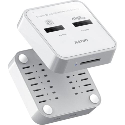 MAIWO K3016SD M.2 SATA/NVMe SSD Adapter Docking Dual Bay 10Gbps SD Card Reader Station Solid State Drive Enclosure Case