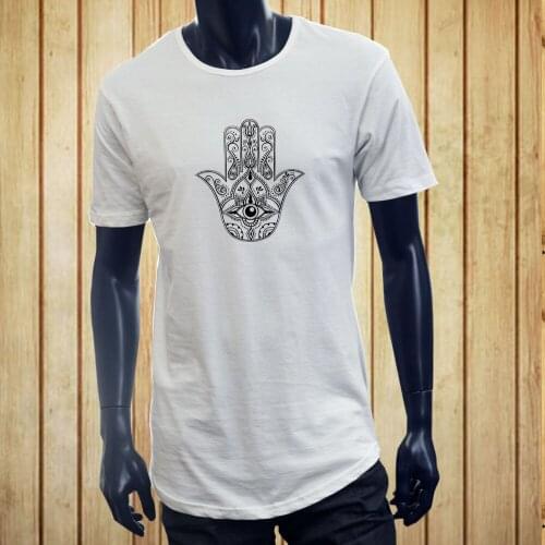 Short Sleeve for Men Clothing Summer HAMSA HAND ALL SEEING EYE SPIRITUAL LUCK BUDDHA Mens White Extended Long T-Shirt Tee Shirt