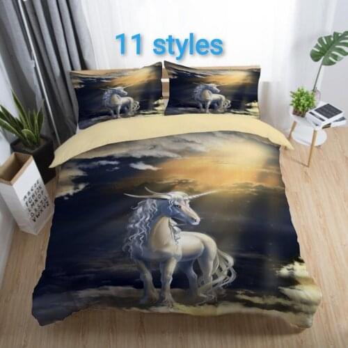 Hot Style Kids Bedding Set 3d Digital Unicorn Printing 2/3pcs Children Duvet Cover Set Single Twin Full Queen King Bedroom Decor