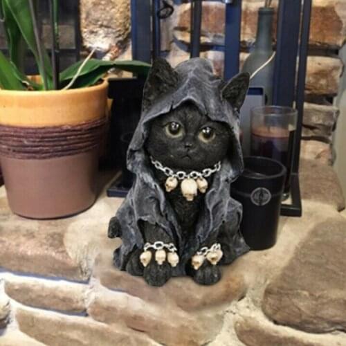 Gothic cat witch decorated garden Halloween Figurine garden decoration accessories decorations for home desk home decor modern