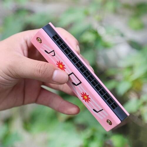 Harmonica Childrens Enlightenment Early Education Creative Toys Wooden Painted Double-row 16-hole Mouth Organ Musical Instrumen
