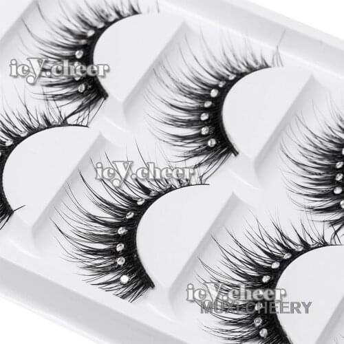 ICYCHEER Fashion Shimmer Long Thick 5 Pairs Makeup False Eyelashes Set Extension Diamond Glitter Eyelash