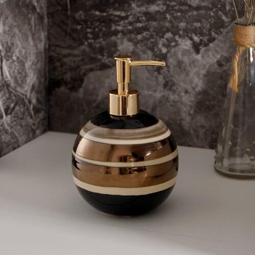 Ceramic Lotion bottle Bathroom Wash Accessories Round Stripe Soap Dispenser Home hand sanitizer Shower Gel bottles 630ml WF