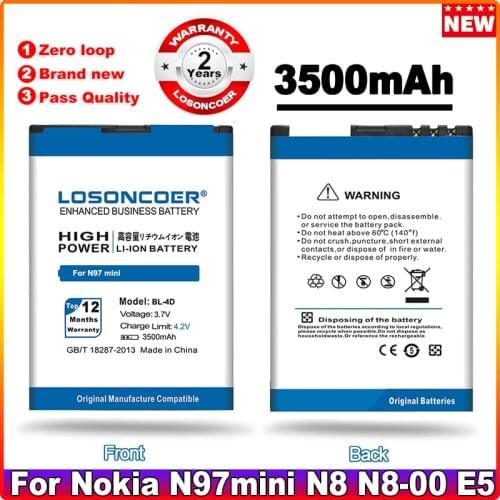LOSONCOER 3300mAh BL-4D / BL 4D Mobile Phone Battery Use for Nokia N97 mini,N8,E5-00 E5 E7 T7 etc phones