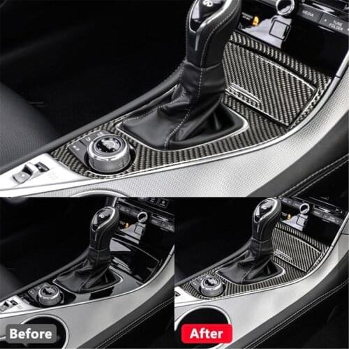 Mutips for Infiniti Q50 Q60 2014-2019 Gear Shift Panel Cigarette Lighter Socket Decor Trim Carbon Fiber Car Interior Accessories